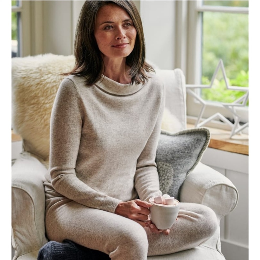 WoolOvers Light Beige Jackie Roll Neck Sweater